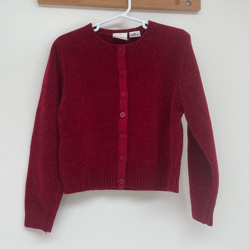 Spumoni Red Acrylic Button-up Sweater Girls 5/6